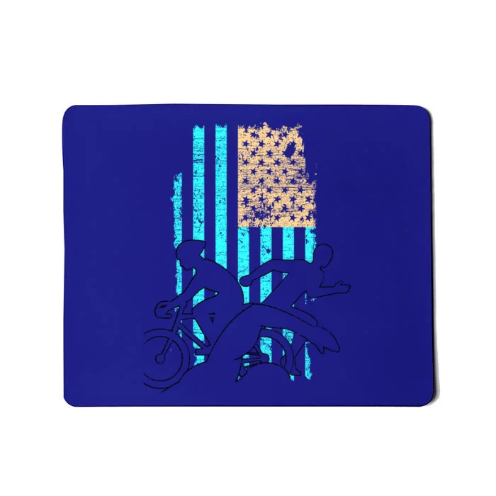 Usa Flag Triathlon Great Gift Swim Bike Run Mousepad