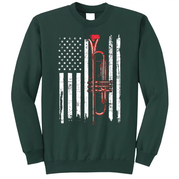 USA Flag Trumpet Jazz Musical Instrument Player Sweatshirt