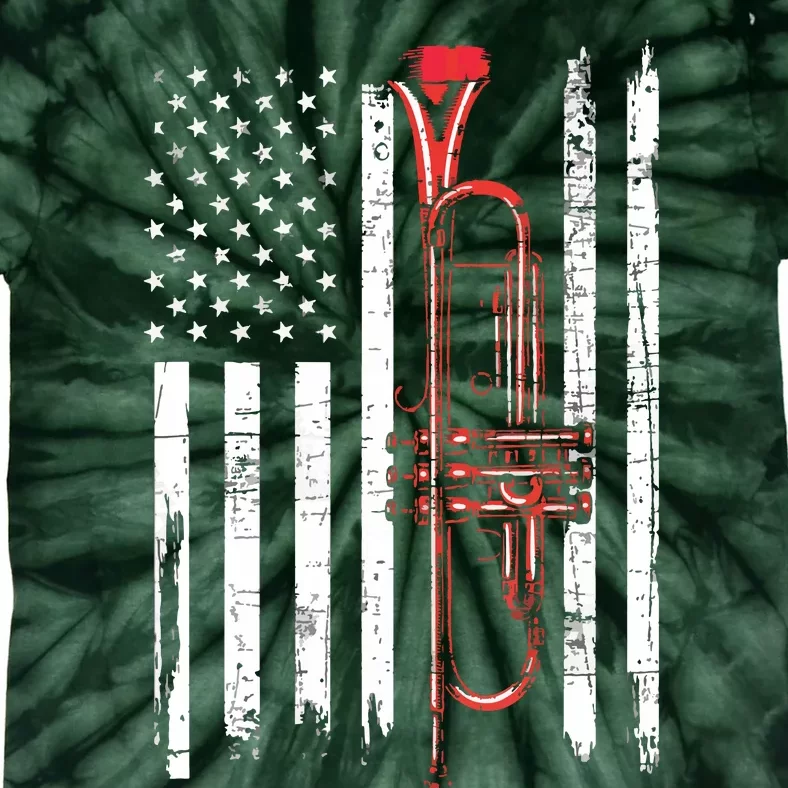 USA Flag Trumpet Jazz Musical Instrument Player Tie-Dye T-Shirt