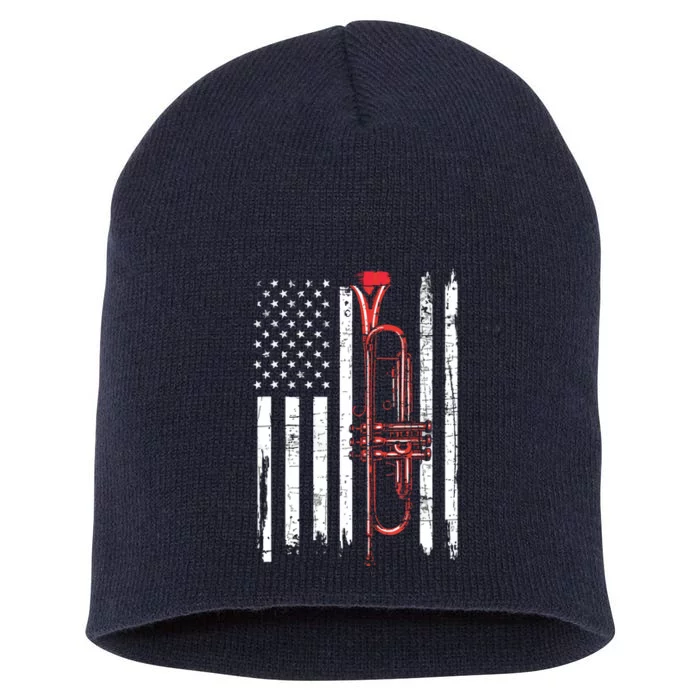 USA Flag Trumpet Jazz Musical Instrument Player Short Acrylic Beanie