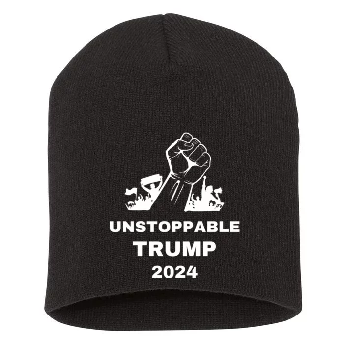 Unstoppable Fist Trump 2024 Vote Usa American Elections Short Acrylic Beanie