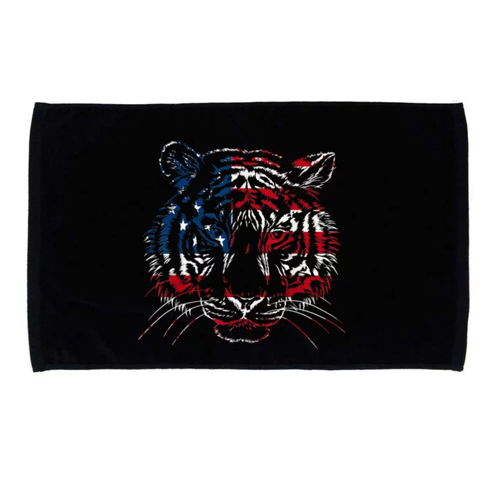 USA Flag Tiger Patriotic Independence Day 4th Of July Microfiber Hand Towel