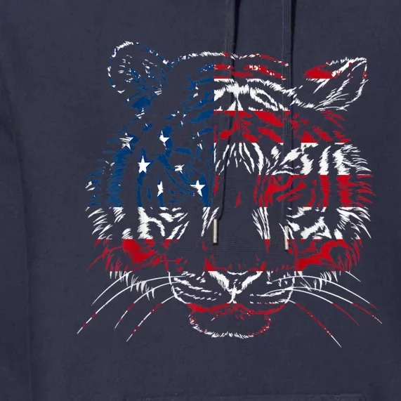 USA Flag Tiger Patriotic Independence Day 4th Of July Premium Hoodie