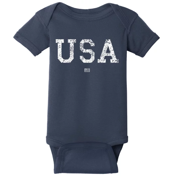 Usa Flag Tank Classic Vintage 4th Of July Summer Baby Bodysuit