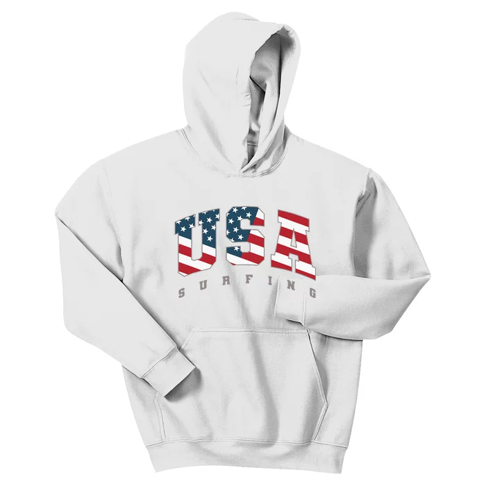 USA Flag Team Surf Support Athlete Surfing Kids Hoodie