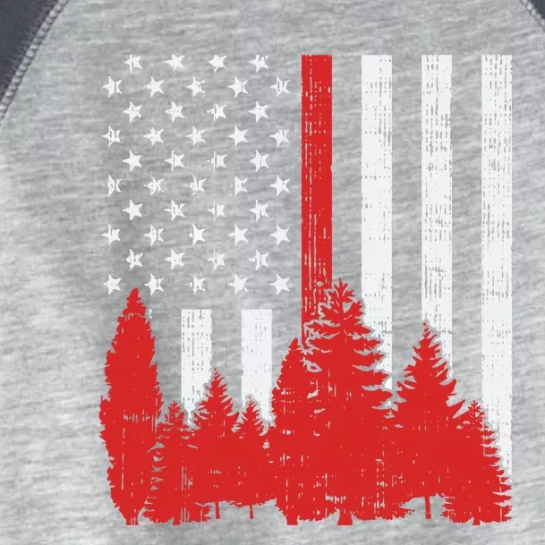 USA Flag Thin Red Line Forest Fire Wildland Firefighter Gift Toddler Fine Jersey T-Shirt