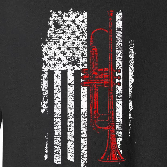 USA Flag Thin Red Line Jazz Music Gifts Trumpet Toddler Sweatshirt