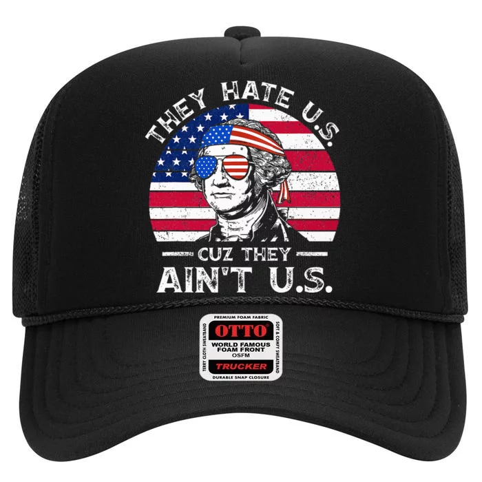 USA Flag They Hate Us Cuz They Aint Us High Crown Mesh Trucker Hat