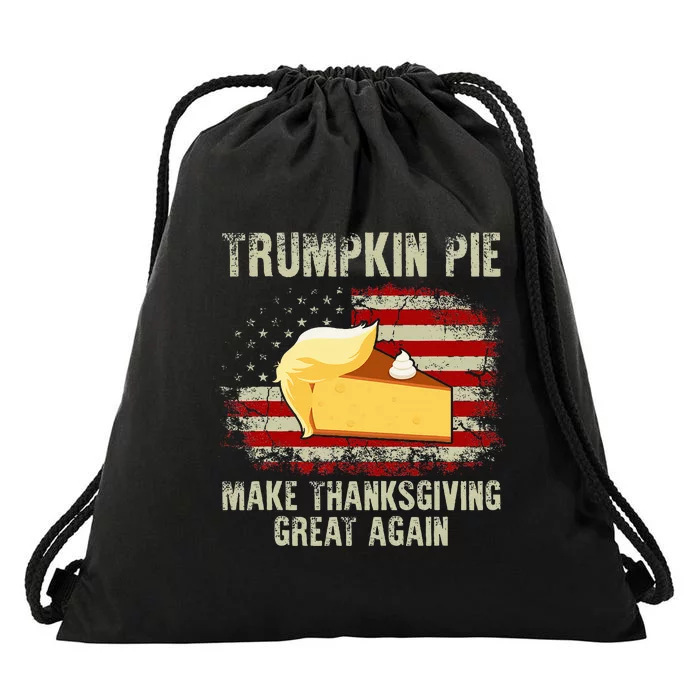 USA Flag Trumpkin Pie Make Thanksgiving Great Again Drawstring Bag