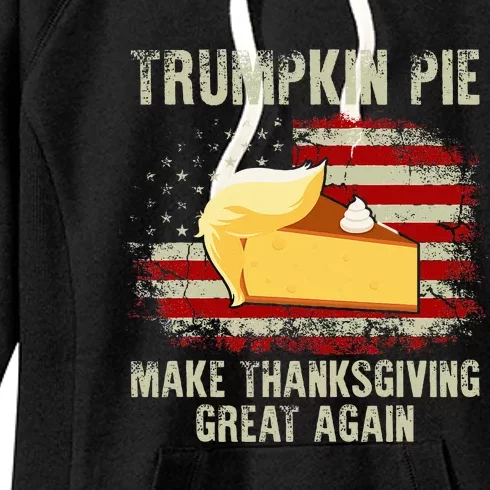 USA Flag Trumpkin Pie Make Thanksgiving Great Again Women's Fleece Hoodie