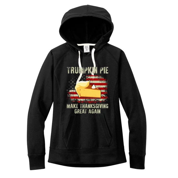 USA Flag Trumpkin Pie Make Thanksgiving Great Again Women's Fleece Hoodie