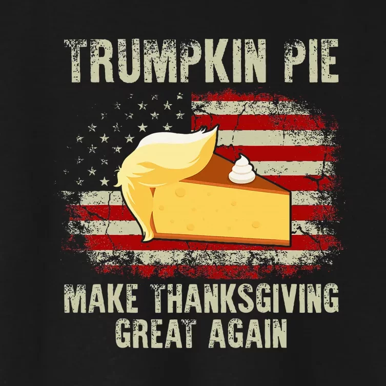 USA Flag Trumpkin Pie Make Thanksgiving Great Again Women's Crop Top Tee