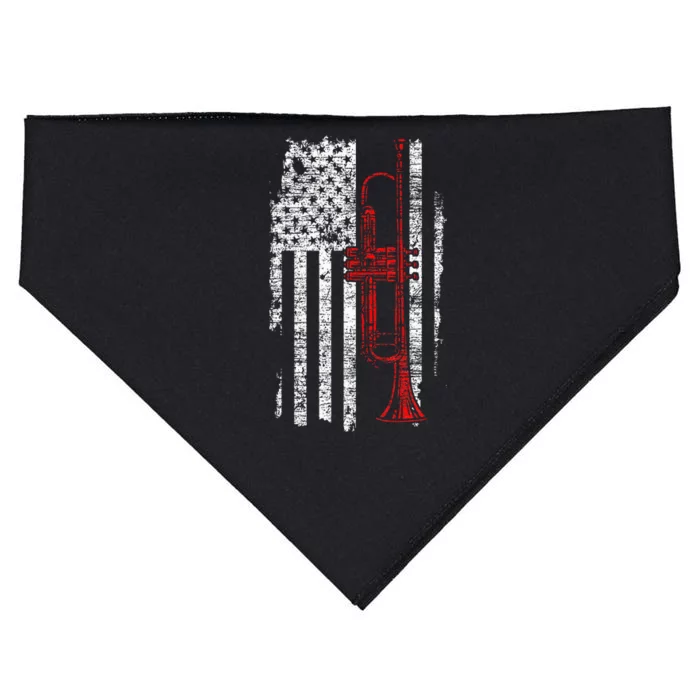 Usa Flag Thin Red Line Jazz Music Gifts Trumpet USA-Made Doggie Bandana