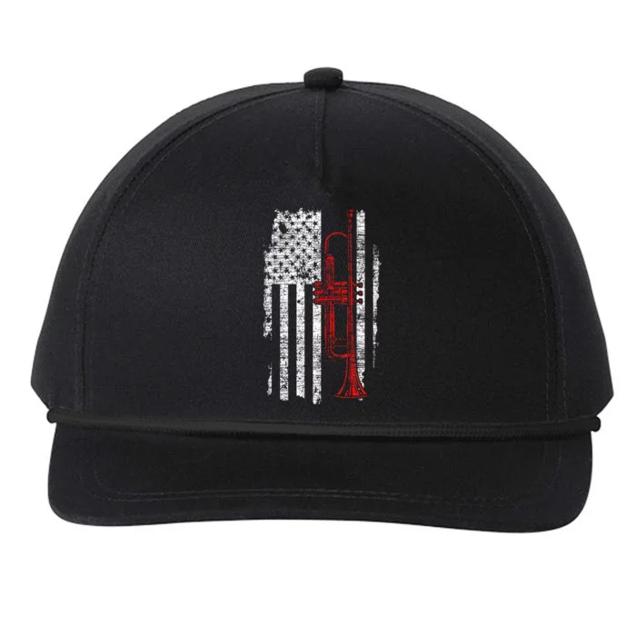 Usa Flag Thin Red Line Jazz Music Gifts Trumpet Snapback Five-Panel Rope Hat