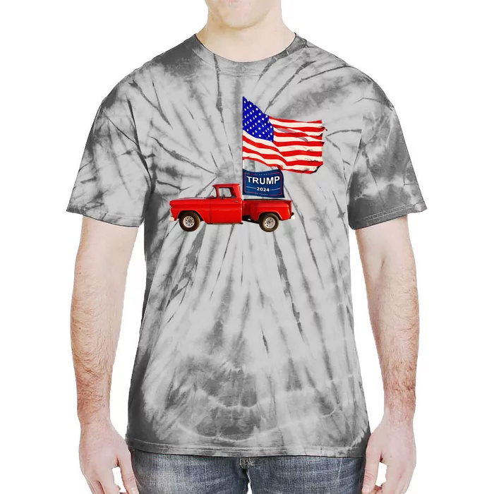 Usa Flag Trump Pick Up Truck Tie-Dye T-Shirt