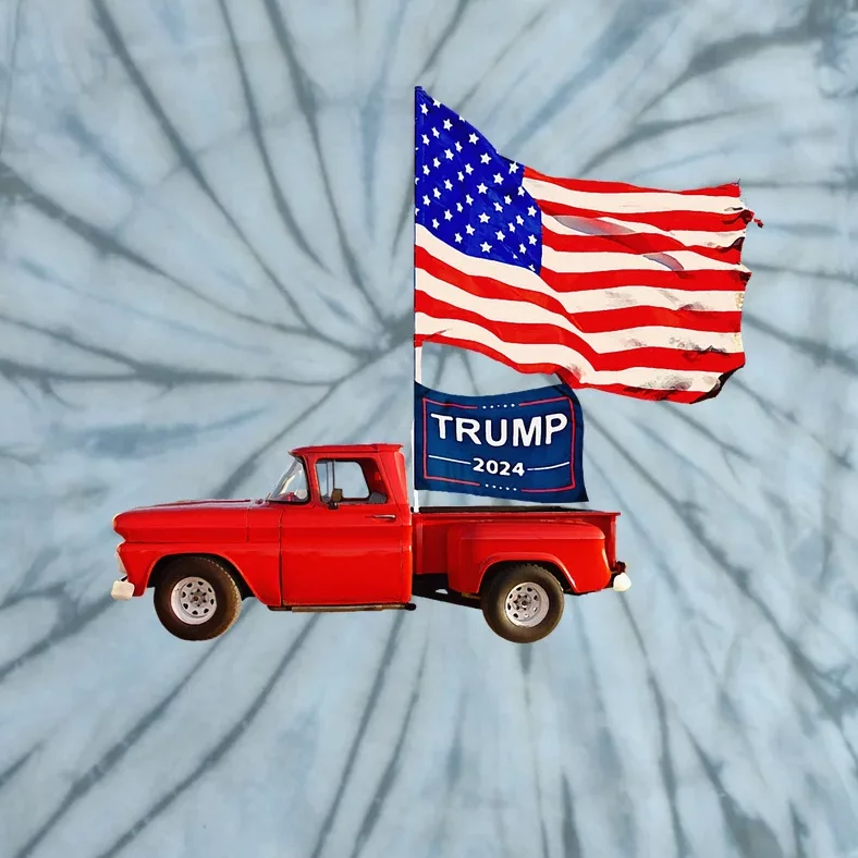 Usa Flag Trump Pick Up Truck Tie-Dye T-Shirt