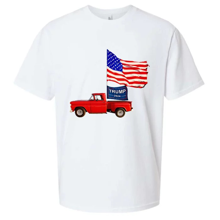 Usa Flag Trump Pick Up Truck Sueded Cloud Jersey T-Shirt