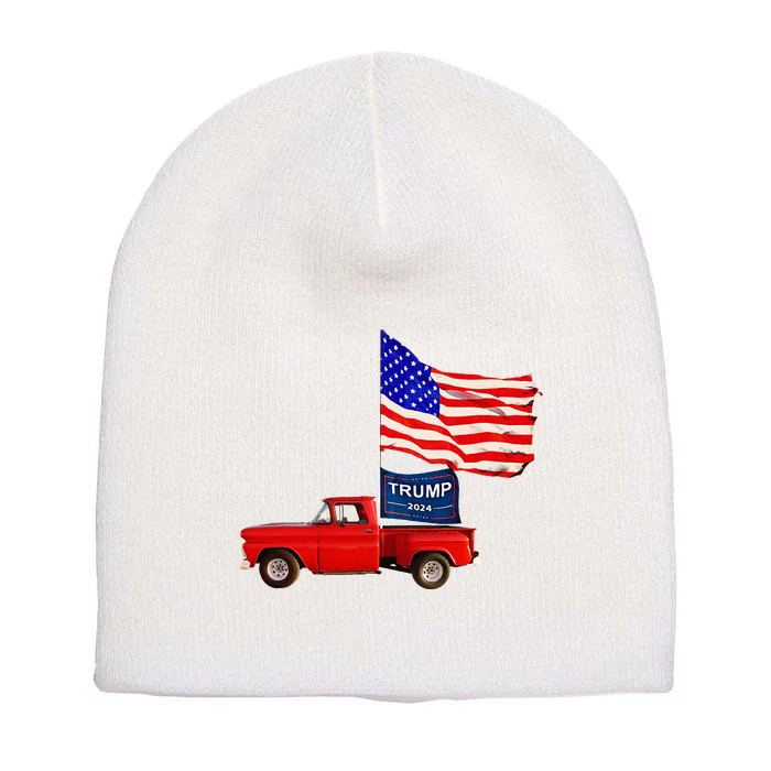 Usa Flag Trump Pick Up Truck Short Acrylic Beanie