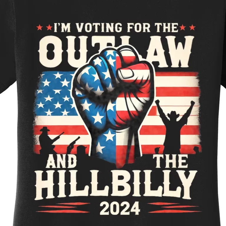 Us Flag Trump Vance 2024 President IM Voting For The Outlaw And The Hillbilly Women's T-Shirt