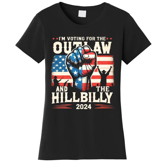 Us Flag Trump Vance 2024 President IM Voting For The Outlaw And The Hillbilly Women's T-Shirt