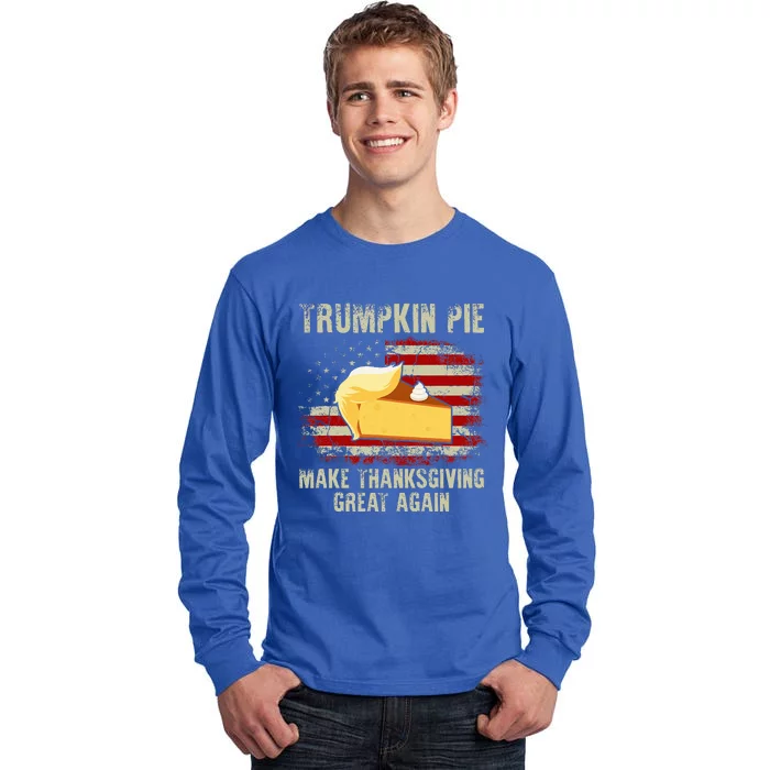 USA Flag Trumpkin Pie Make Thanksgiving Great Again Tall Long Sleeve T-Shirt