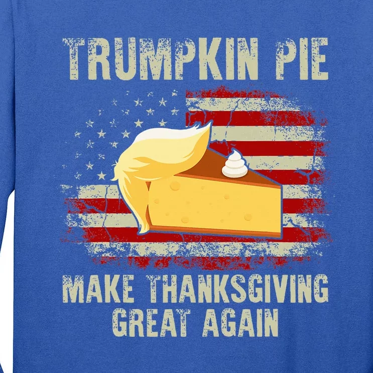 USA Flag Trumpkin Pie Make Thanksgiving Great Again Tall Long Sleeve T-Shirt