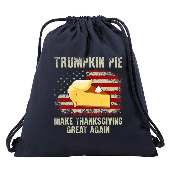 USA Flag Trumpkin Pie Make Thanksgiving Great Again Drawstring Bag