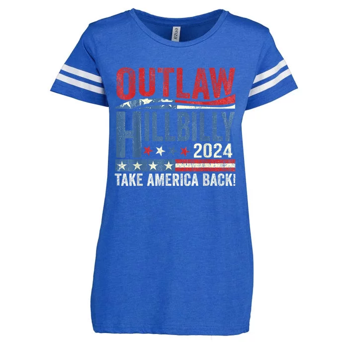 Us Flag Trump Vance 2024 President IM Voting For The Outlaw And The Hillbilly Enza Ladies Jersey Football T-Shirt