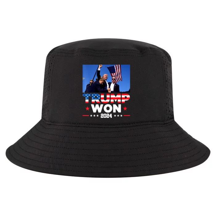 Usa Flag Trump Won 2024 Get Over It 47th Us President Gift Cool Comfort Performance Bucket Hat