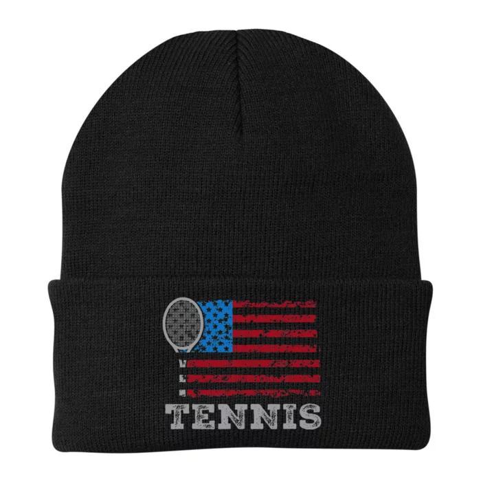 Usa Flag Tennis Us Tennis Lover Team Sport Knit Cap Winter Beanie