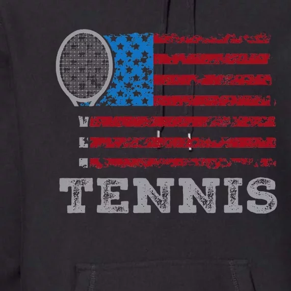 Usa Flag Tennis Us Tennis Lover Team Sport Premium Hoodie