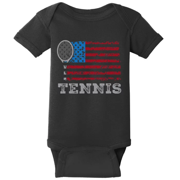 Usa Flag Tennis Us Tennis Lover Team Sport Baby Bodysuit