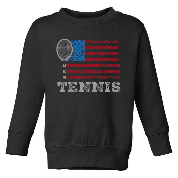 Usa Flag Tennis Us Tennis Lover Team Sport Toddler Sweatshirt