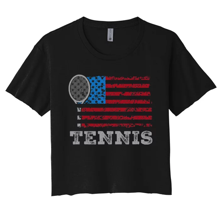 Usa Flag Tennis Us Tennis Lover Team Sport Women's Crop Top Tee