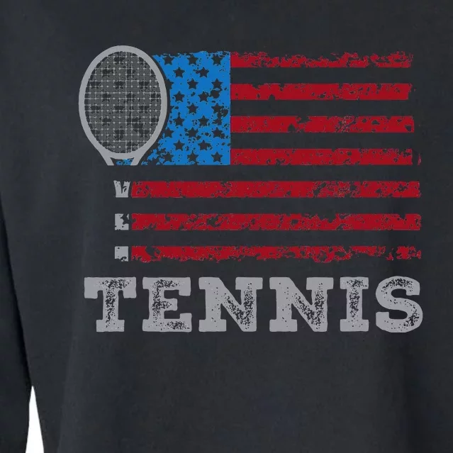 Usa Flag Tennis Us Tennis Lover Team Sport Cropped Pullover Crew