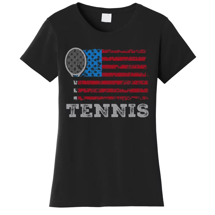 Usa Flag Tennis Us Tennis Lover Team Sport Women's T-Shirt