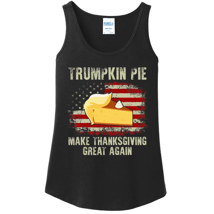 Usa Flag Trumpkin Pie Make Thanksgiving Great Again Ladies Essential Tank