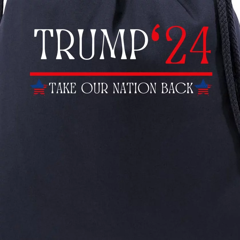 US Flag Take Our Nation Back Trump 2024 Drawstring Bag