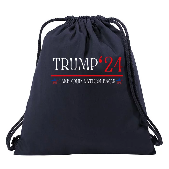 US Flag Take Our Nation Back Trump 2024 Drawstring Bag