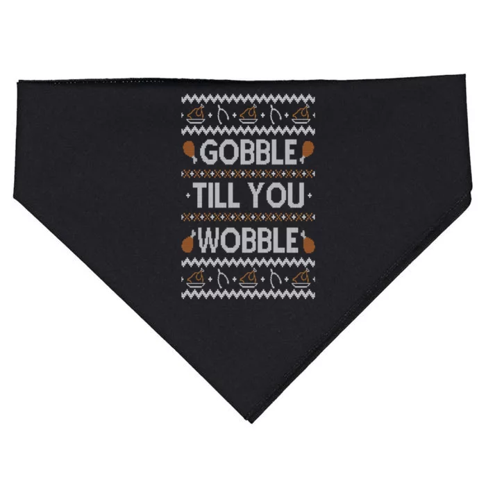 Ugly Funny Thanksgiving Gobble Till You Wobble Great Gift USA-Made Doggie Bandana