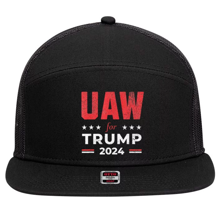 Uaw For Trump 2024 United Auto Workers 7 Panel Mesh Trucker Snapback Hat