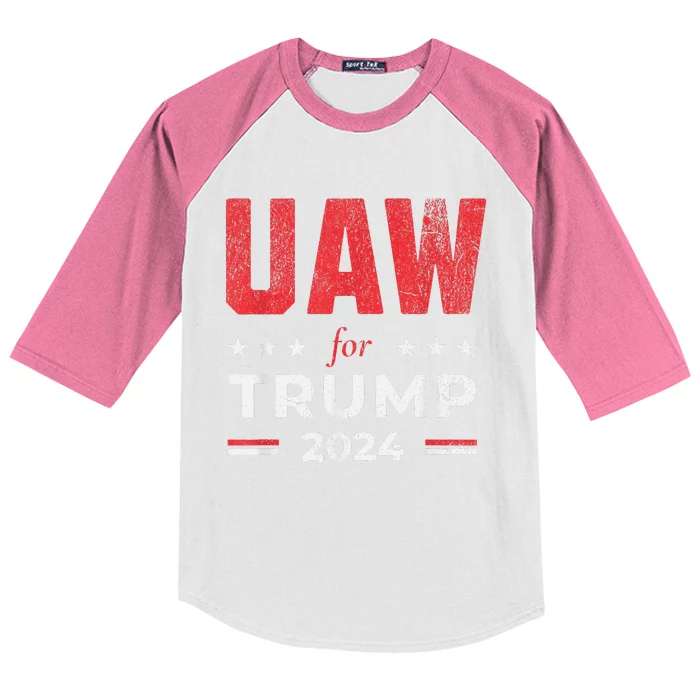 Uaw For Trump 2024 United Auto Workers Kids Colorblock Raglan Jersey