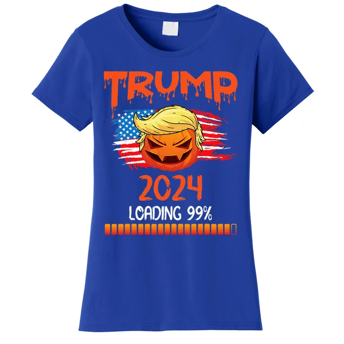 Us Flag Trump Pumpkin Donald Trump 24 Loading 99 President Women's T-Shirt