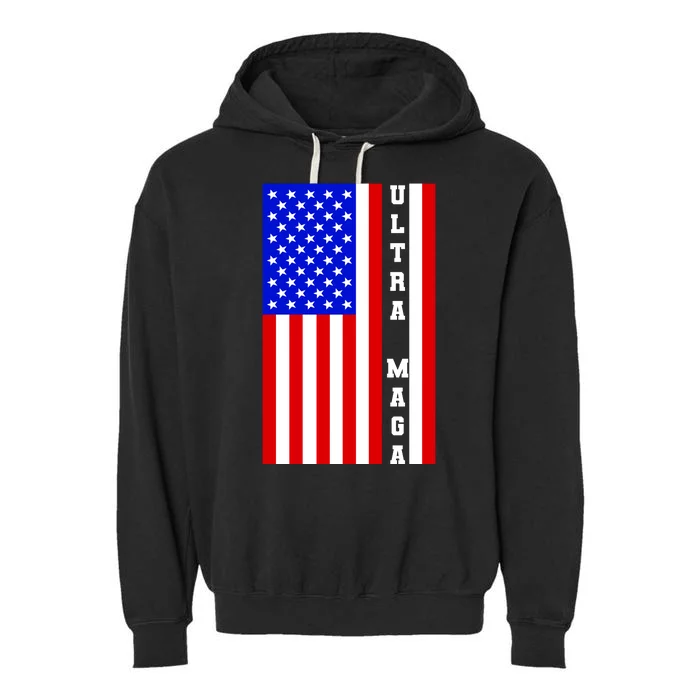 USA Flag United States Of America Ultra MAGA Trump 2024 Garment-Dyed Fleece Hoodie