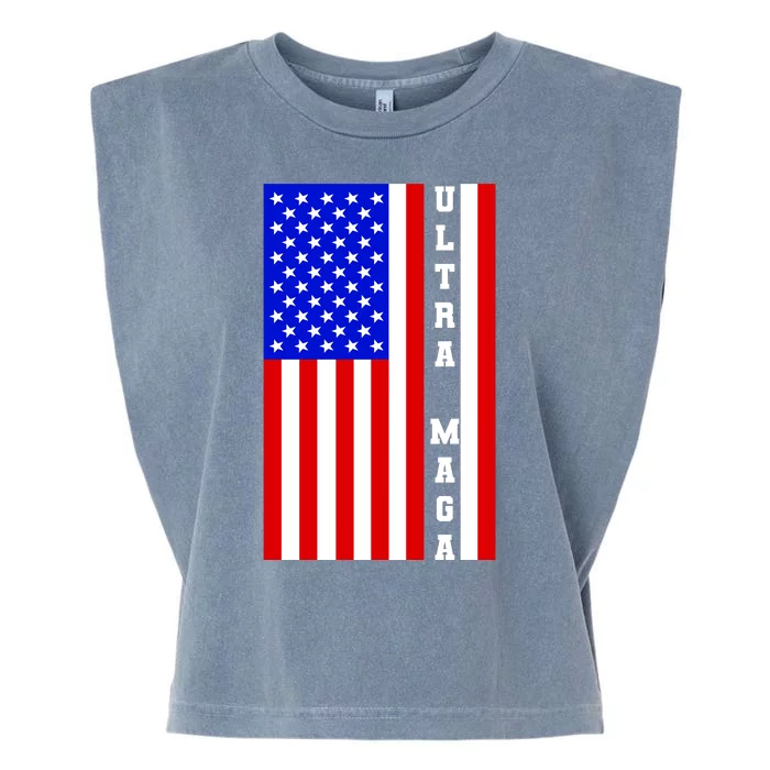 USA Flag United States Of America Ultra MAGA Trump 2024 Garment-Dyed Women's Muscle Tee