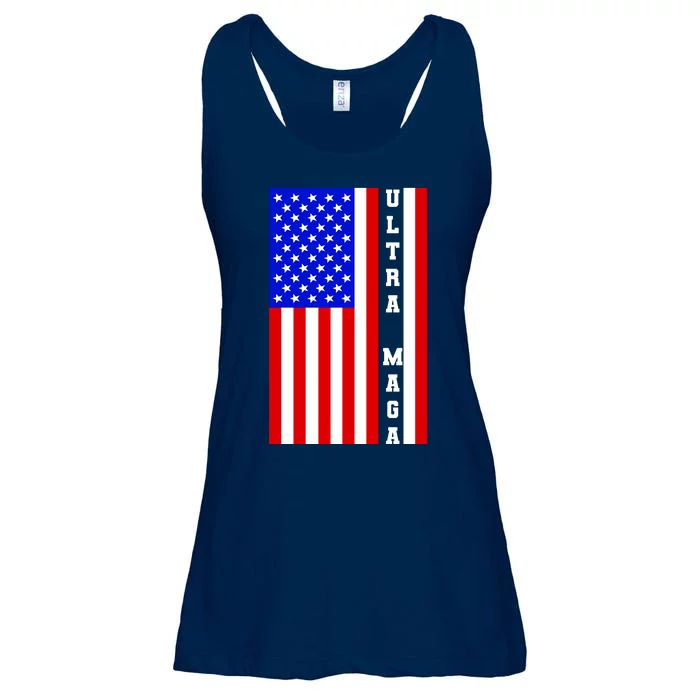 USA Flag United States Of America Ultra MAGA Trump 2024 Ladies Essential Flowy Tank