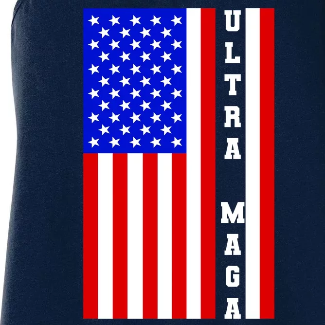 USA Flag United States Of America Ultra MAGA Trump 2024 Women's Racerback Tank