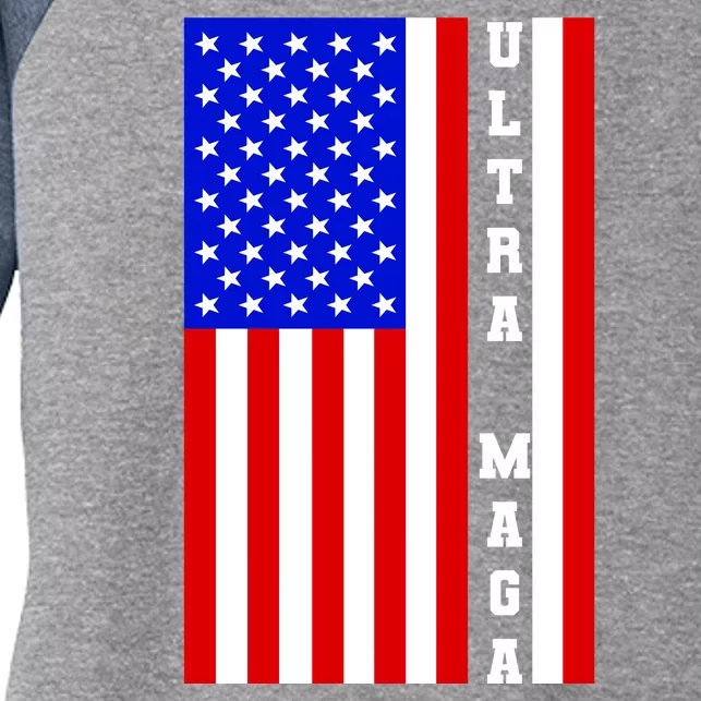 USA Flag United States Of America Ultra MAGA Trump 2024 Women's Tri-Blend 3/4-Sleeve Raglan Shirt