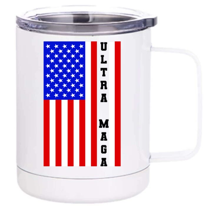 USA Flag United States Of America Ultra MAGA Trump 2024 Front & Back 12oz Stainless Steel Tumbler Cup