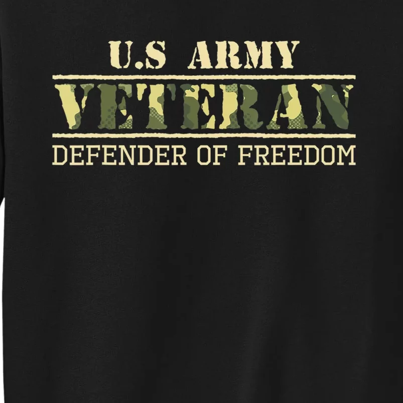 US Flag US Army Veteran Defender of Freedom Tall Sweatshirt